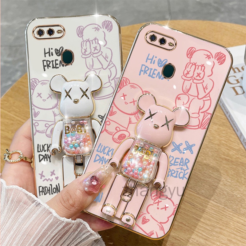 Ốp lưng OPPO A5S A7 A12 OPPO F9 PRO TPU 3D Giá đỡ gấu bạo lực vỏ điện thoại di động Trường hợp siêu mỏng mạ mềm Trường hợp chống sốc 3D Ốp Điện OPPO A5S A7 A12 OPPO F9 PRO