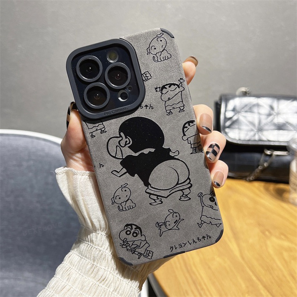 Ốp Điện Thoại Da Cừu + Silicon Hình Cậu Bé Bút Chì Cho iPhone 11 12 13 14 Pro MAX Plus 11Pro 13Pro 7 8 Plus X XR XS MAX SE 2020 | BigBuy360 - bigbuy360.vn