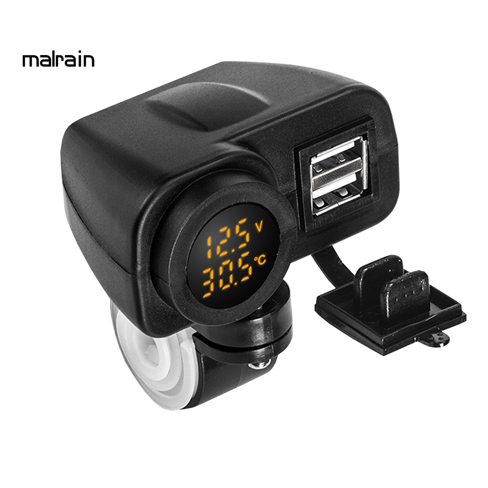 Vôn Kế Kỹ Thuật Số Hai Cổng USB Có Màn Hình Hiển Thị Cho Điện Thoại Di Động Xe Máy