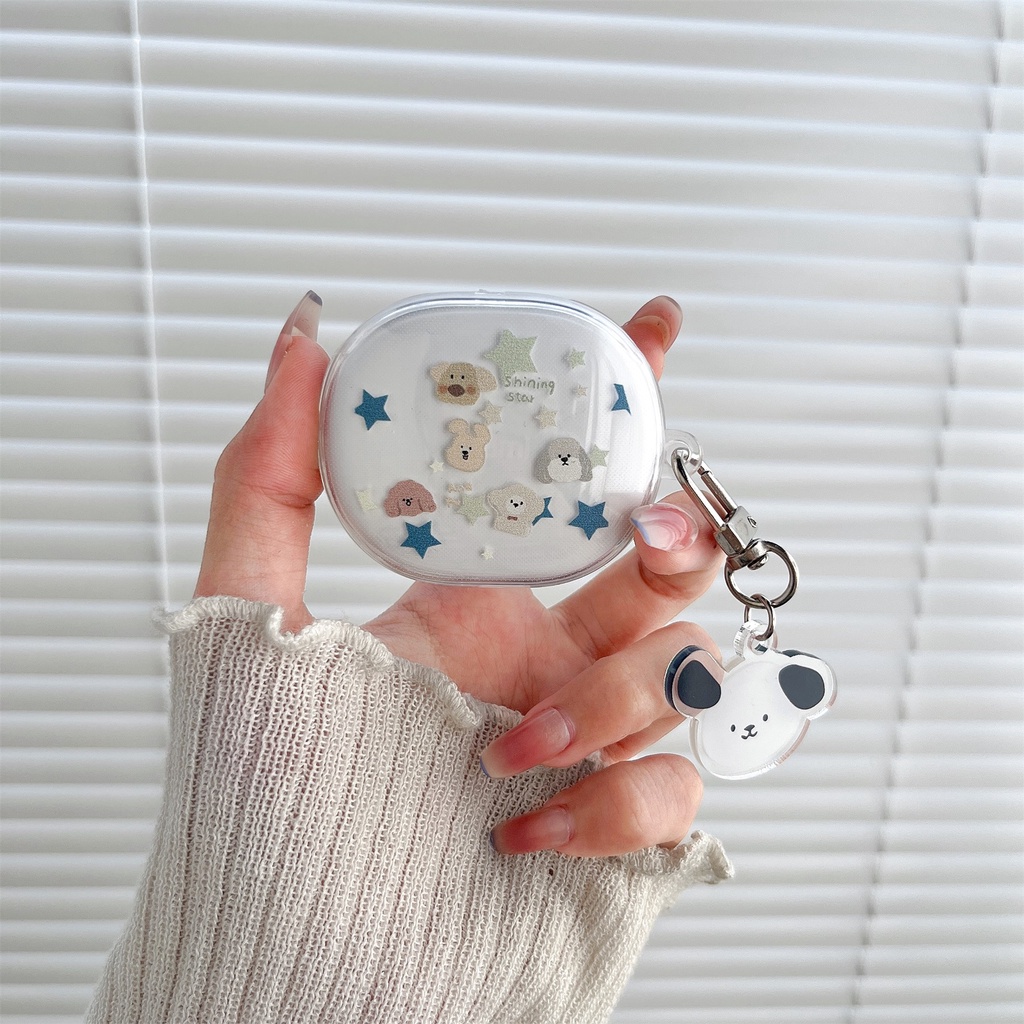 Vỏ Bảo Vệ Hộp Sạc Tai Nghe Redmi Buds4 Lite Bằng TPU Trong Suốt Họa Tiết Hoạt Hình Chú Chó Vui Nhộn Chống Sốc Kèm Móc Tre