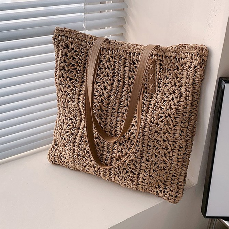 Túi Xách Đeo Vai Sức Chứa Lớn Họa Tiết Hoa Và Ống Hút Phong Cách Hàn Quốc Cho Nữ