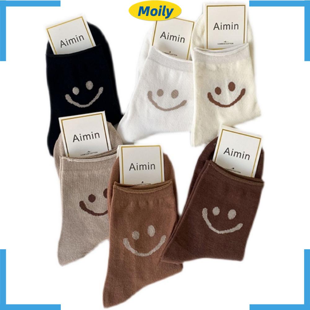 Vớ nữ mềm mại co giãn in hình khuôn mặt dễ thương