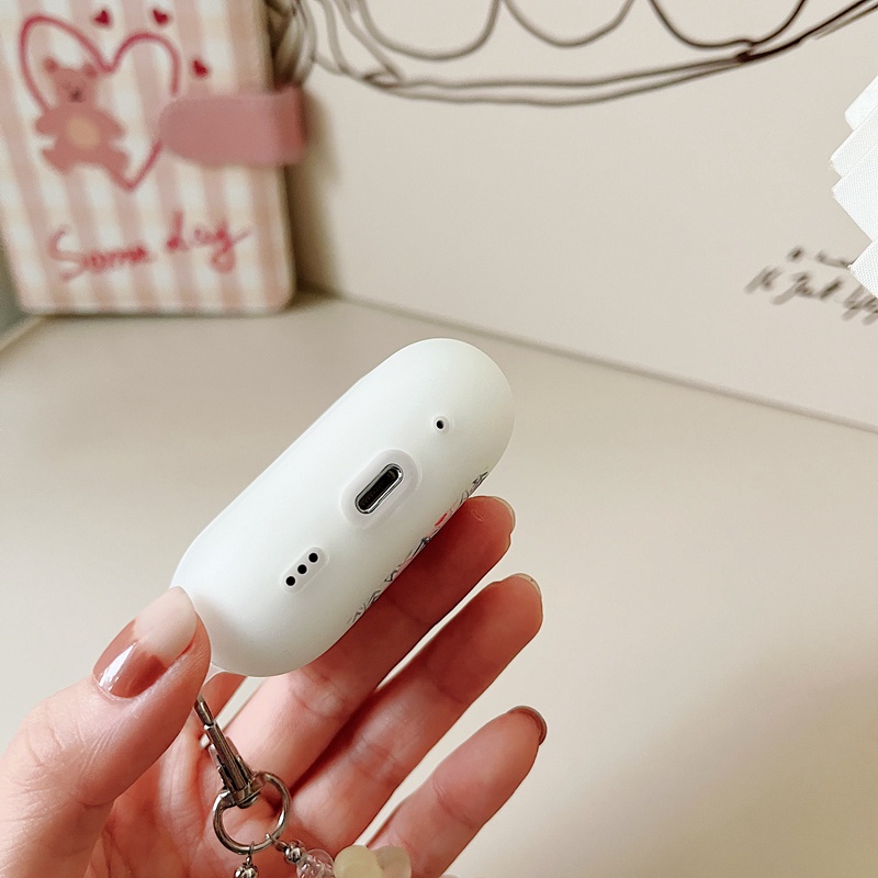 Vỏ Bảo Vệ Hộp Sạc Tai Nghe AirPods 3 / Pro 2 Bằng Silicon Hình Hoa / Mặt Cười Dễ Thương Kèm Dây Đeo Tiện
