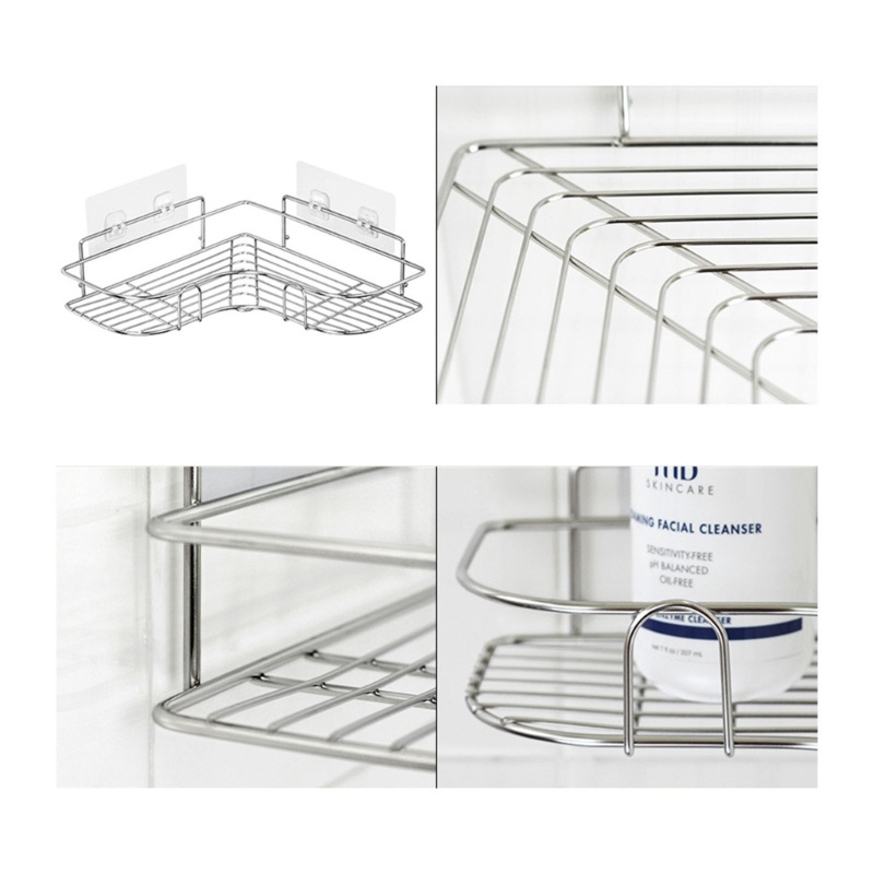 Kệ Đựng Đồ Dùng Nhà Tắm Bằng Thép Không Gỉ Siêu Dính Đa Năng Tiện Dụng