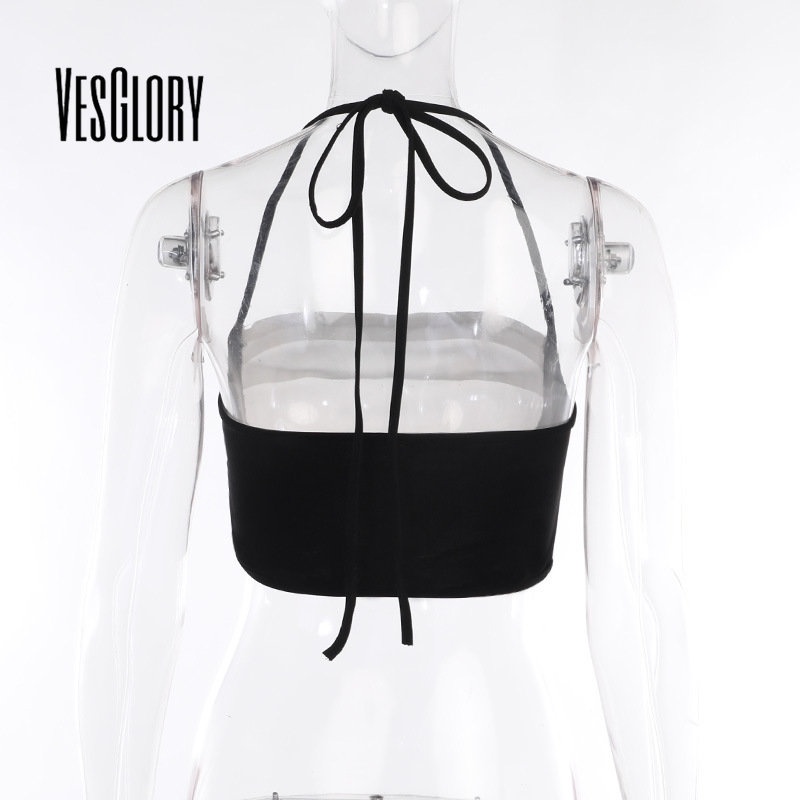 Áo sát nách hở lưng VESGLORY màu sắc tương phản thời trang đường phố gợi cảm cho nữ 2023