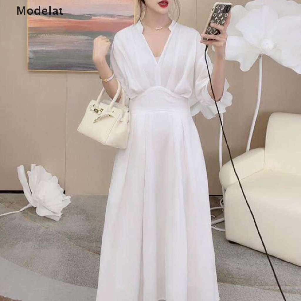 Mfc Đầm Sơ Mi Tay Lửng Cổ Chữ V Dáng Ôm Thời Trang Mùa Hè Dành Cho Nữ