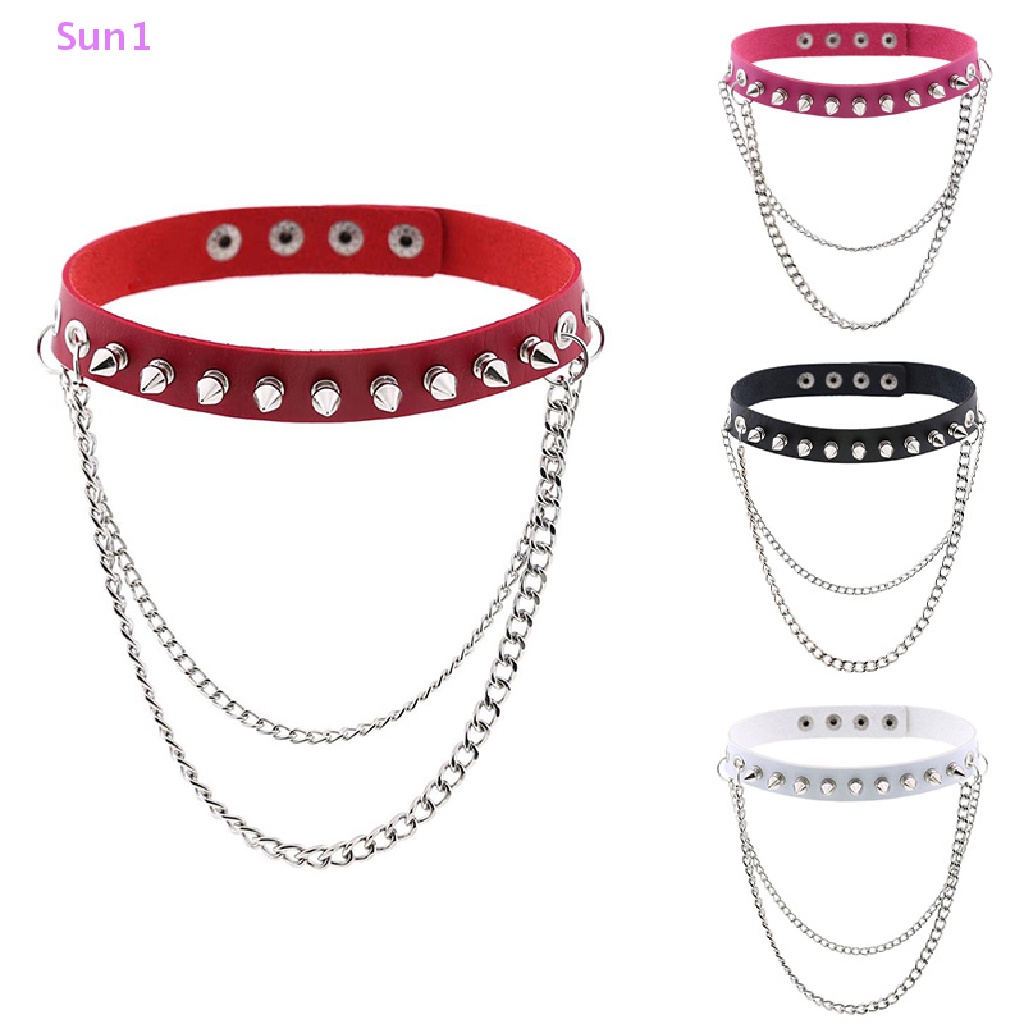Sun1 > Vòng Cổ Choker Da Đính Đinh Tán Phong Cách Punk Gothic Dành Cho Nam Và Nữ
