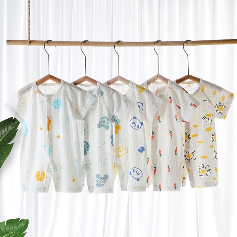 Bộ Áo Liền Quần Tay Ngắn Chất Liệu cotton Mỏng Thời Trang Mùa Hè Xinh Xắn Cho Bé Sơ Sinh