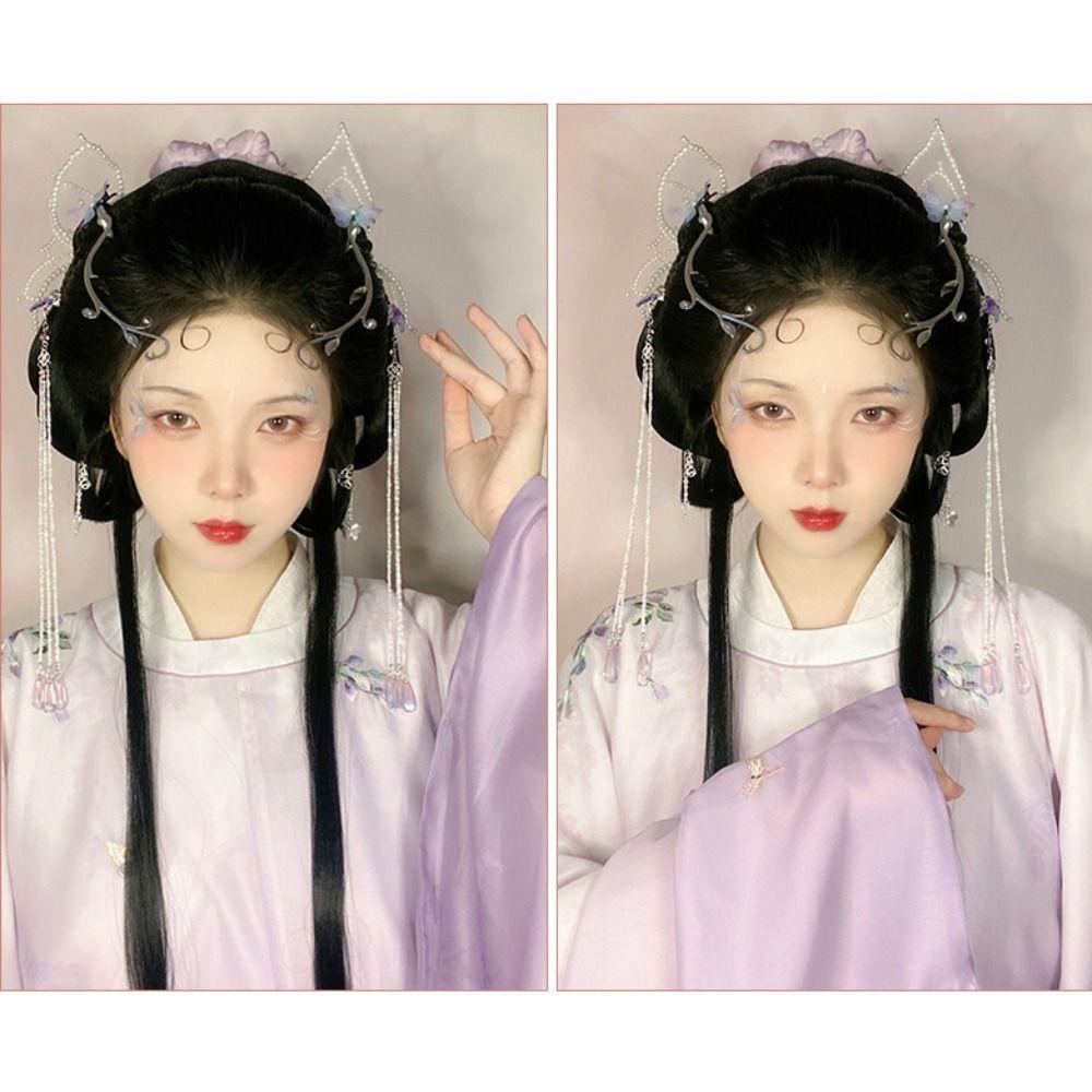 WMES15H Tóc Giả Kiểu Hán Phục Truyền Thống Tự Nhiên Dễ Thương Dùng Làm Đạo Cụ Chụp Ảnh Cho Bé Gái