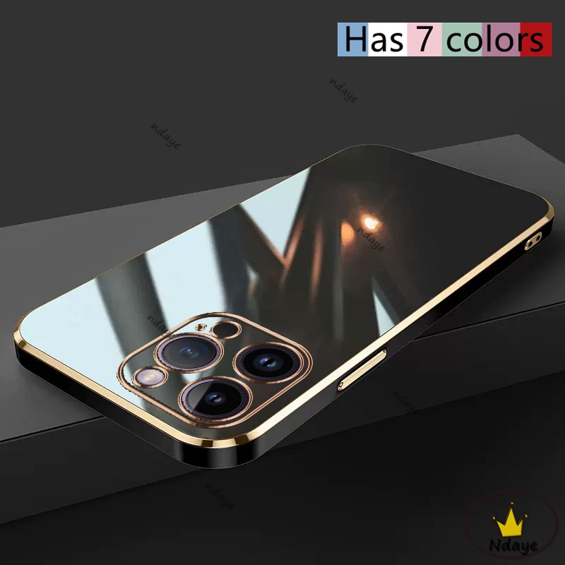 cạnh thẳng Ốp Lưng iPhone 14 pro max 14 pro 14 plus 14 13 pro max 13 pro 13 Ốp Điện Thoại Mềm Viền Mạ Màu Trơn Cho 32ADD