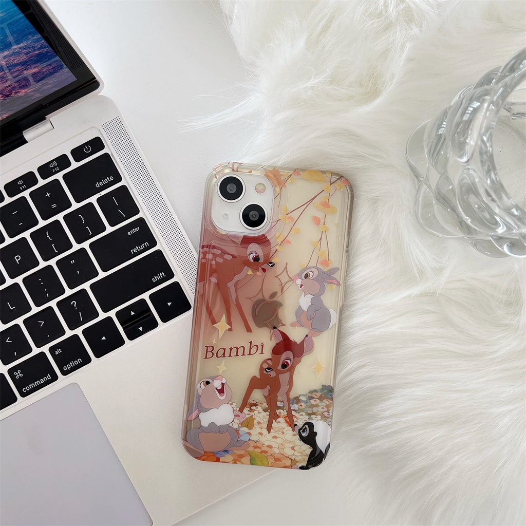 Ốp Điện Thoại TPU Dẻo Trong Suốt Họa Tiết Bambi Dễ Thương Chống Rơi Cho iPhone 14 13 12 11 Pro Max