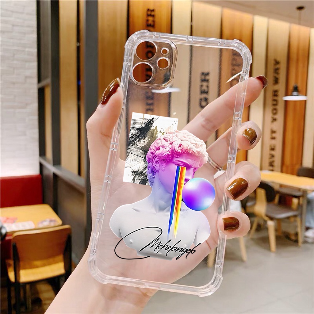 Ốp lưng iphone David Đa Màu dẻo trong bo cam case 14plus 14 pro max 13 12 promax 11 mini 6 6s 7 8 plus x xr xs Se