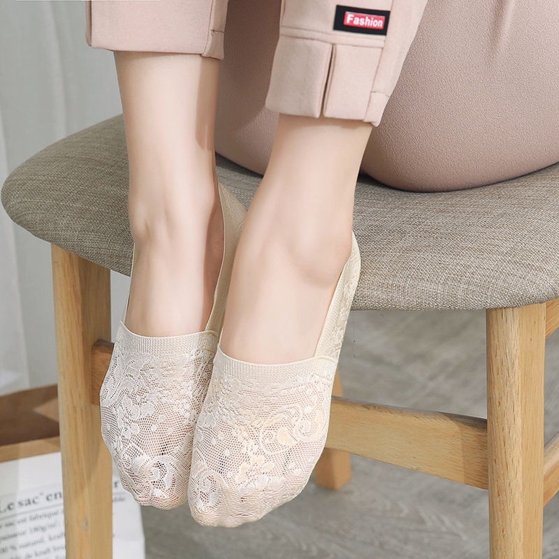 Vớ Thuyền Ren Hoa Mỏng Cổ Thấp Thoáng Khí Thời Trang Mùa Hè Cho Nữ