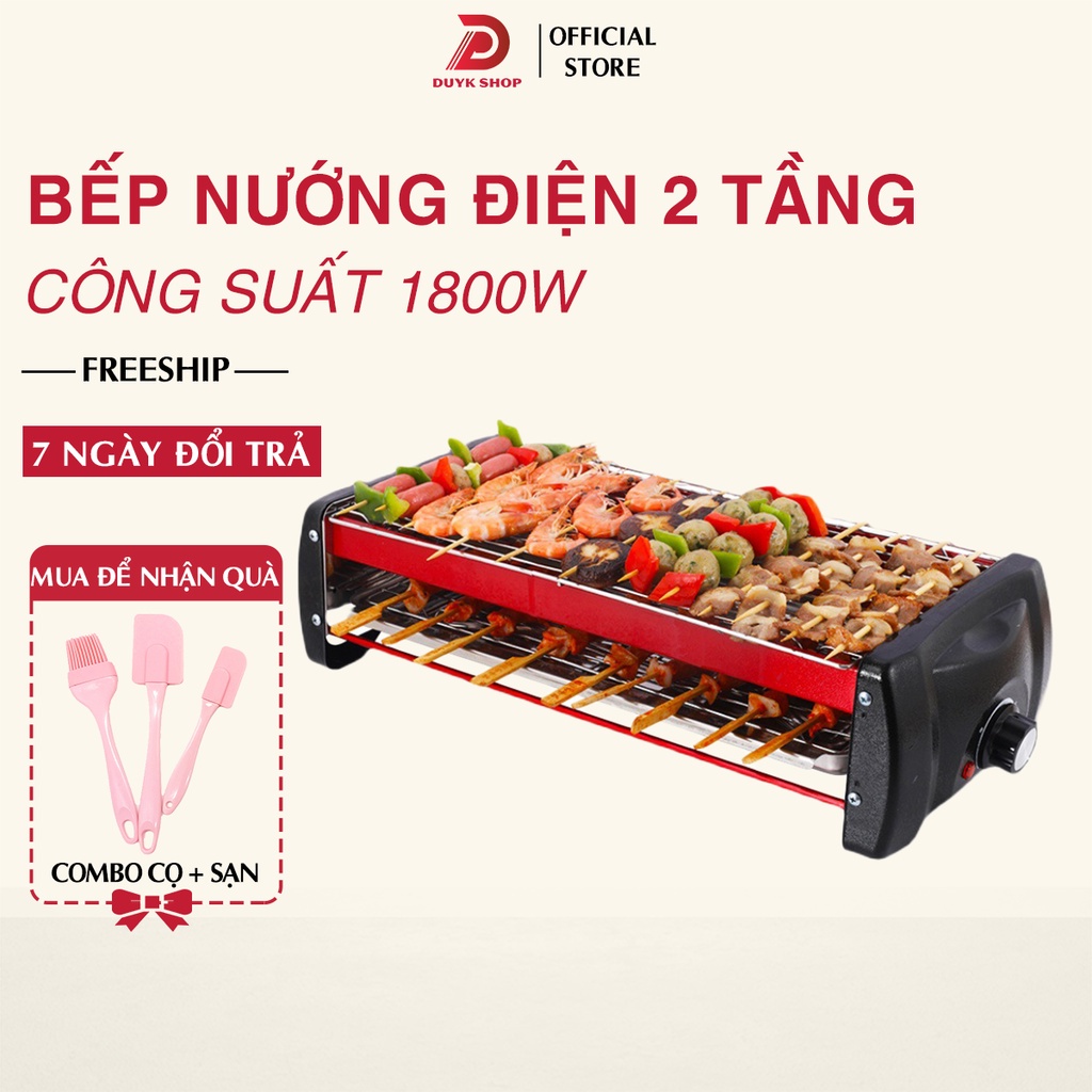 Bếp nướng điện 2 tầng không khói công suất 1800W Hàn Quốc hàng loại 1 an toàn, tiện lợi khi sử dụng bảo hành toàn quốc