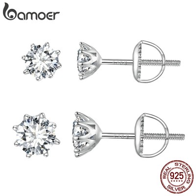 Bamoer Bông Tai Hình Móng Vuốt s925 0.5ct Và 1ct mse019 Cho Nữ