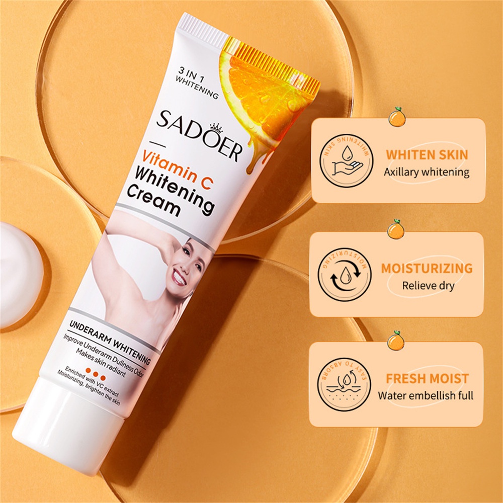 SADOER Kem Làm Trắng Nách Vitamin C Dưỡng Ẩm Tẩy Trắng Thuốc Mỡ Loại Bỏ Melanin Làm Mờ Các Vết Thâm Vùng Riêng Tư Kem Dưỡng Da Đầu Gối Chăm Sóc Da Toàn Thân -pikalu