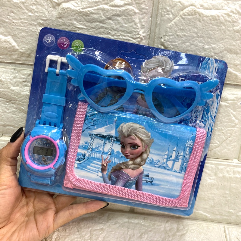 LOL SURPRISE Bộ Ví Và Kính 3 Trong 1 Hình Người Nhện Hoạt Hình Frozen Cho Bé