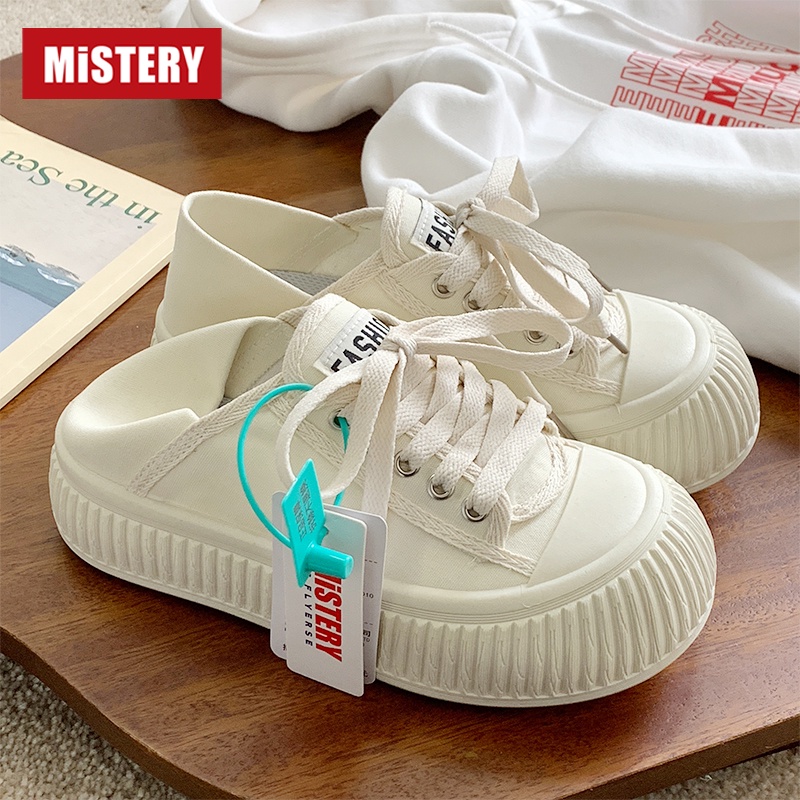 Mistery GiàY Canvas Nữ Ngón Chân Tròn Đế Bánh Bích Quy Hai Cách Mặc MIS-1103