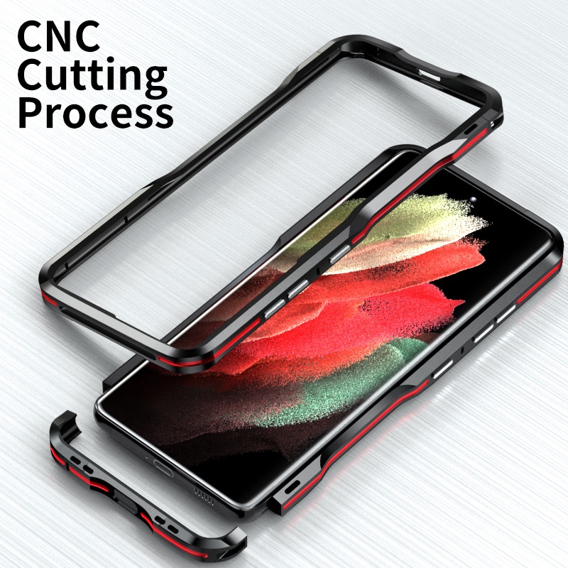 Luxury Double Patchwork Color Aluminum Bumper Frame Hard Case For Samsung Galaxy S23 Ultra S21 Plus S22 Ultra S21+ Shockproof Metal Protection Cover