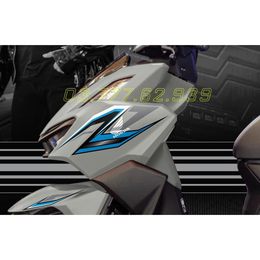 Tem rời Vario 160 xe xám xi măng - tem xanh đen đơn giản - tem cao cấp không bay màu