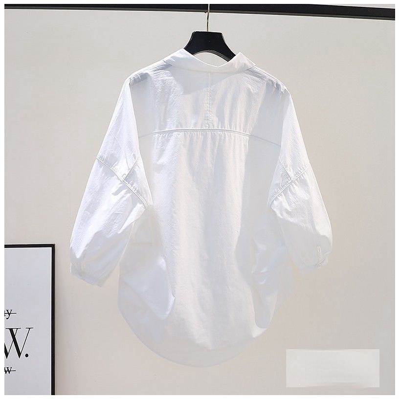 Áo Sơ Mi Cotton Tay Dài Dáng Rộng Màu Trơn Thời Trang Xuân Thu Hàng Mới Dành Cho Bạn Nữ