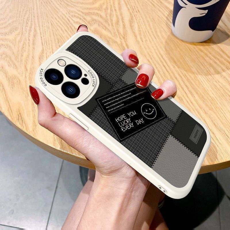 ✅Ốp Điện Thoại Da Cừu Mềm Chống Sốc Hình Mặt Cười Cho iPhone 13 12 14ProMax 11 7 8pins BGO1