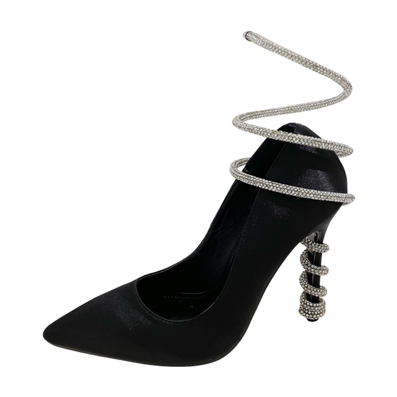 Giày Cao Gót Mũi Nhọn Đính Đá Thời Trang Cho Nữ Size 35-42