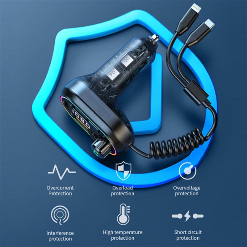 Thiết Bị Thu Phát Bluetooth 5.0 FM MP3 25W PD Sạc Nhanh Cổng Type-C Cho Xe Hơi C5Q2