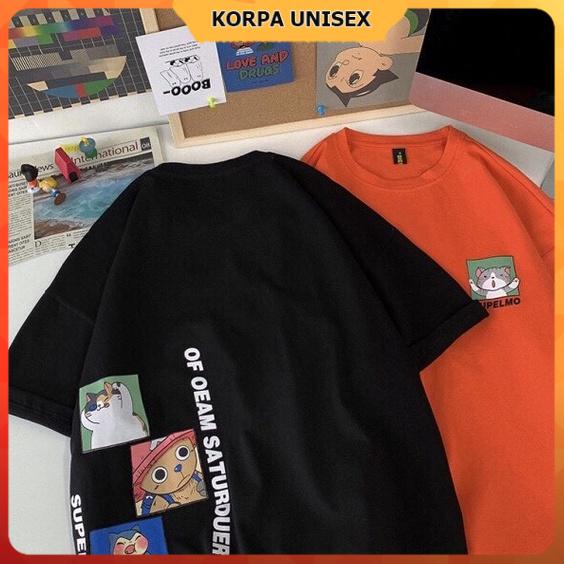 [ Ảnh thật ] Áo thun tay lỡ phông rộng Unisex hoạt hình Supelmo ngộ nghĩnh - nam nữ đều mặc được