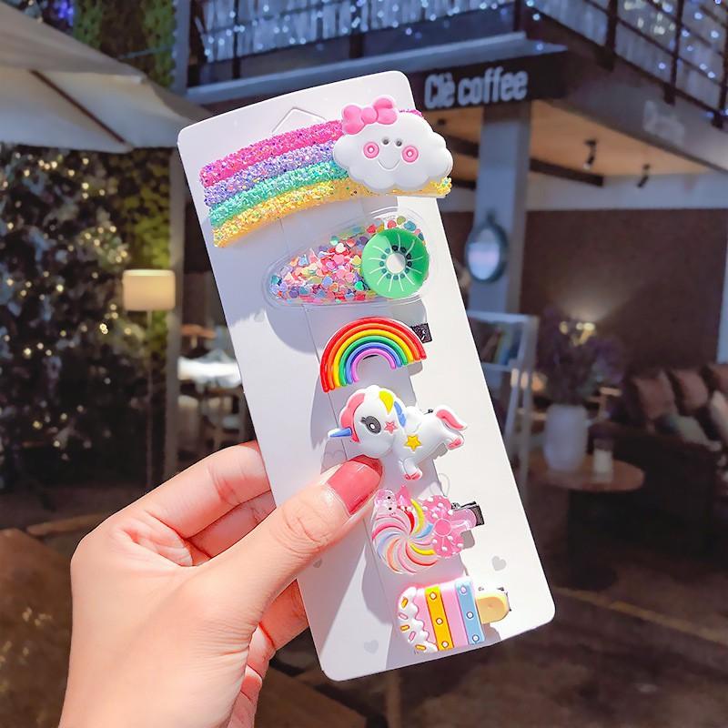 Set 6 cặp Tóc Cho Bé Gái Xinh Xắn Thiết Kế Hoạt Hình Dễ Thương Phong Cách Hàn Quốc ks38