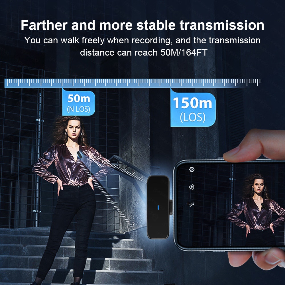 Micro Cài Áo Không Dây Mini Có Màn Hình LCD Hai Kênh Ghi Âm LCD Cho IOS Android Laptop Live Stream