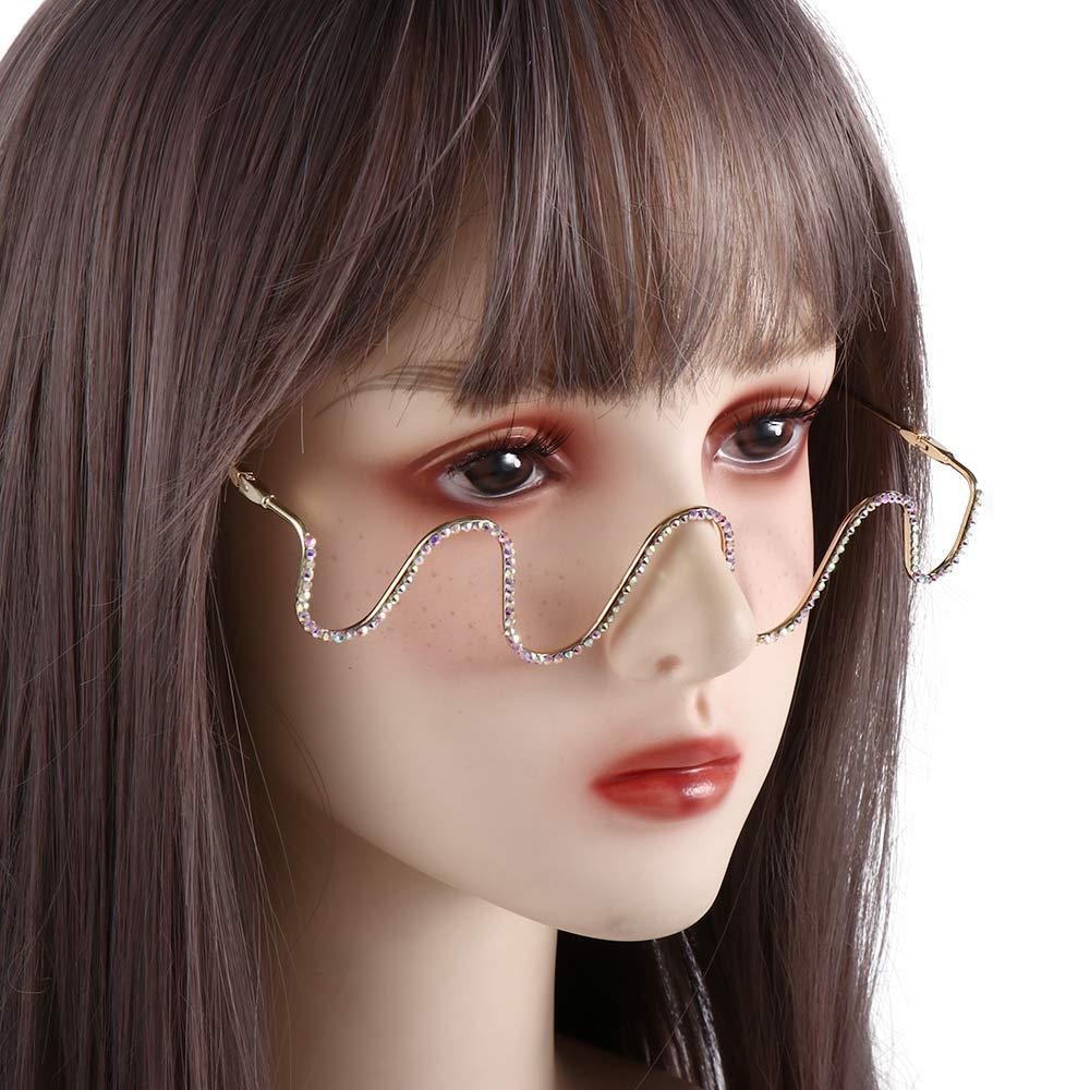 MXGOODS Kính Mát Gọng Gợn Sóng Đính Đá Thời Trang Cho Nam