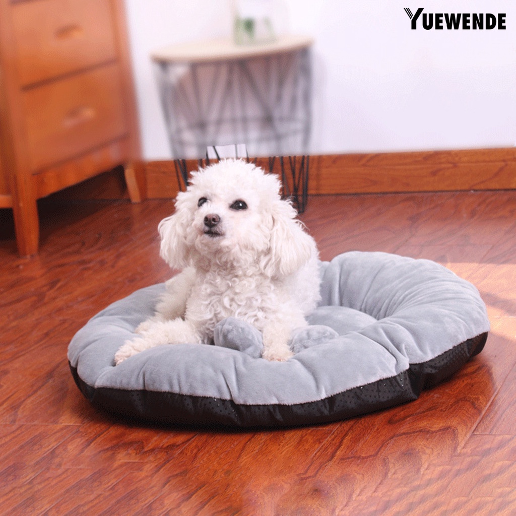 Đệm Ngủ Giữ Ấm Chống Trượt Hình Tròn Bằng Vải Bông Mềm Mại Thoải Mái Cho Thú Cưng