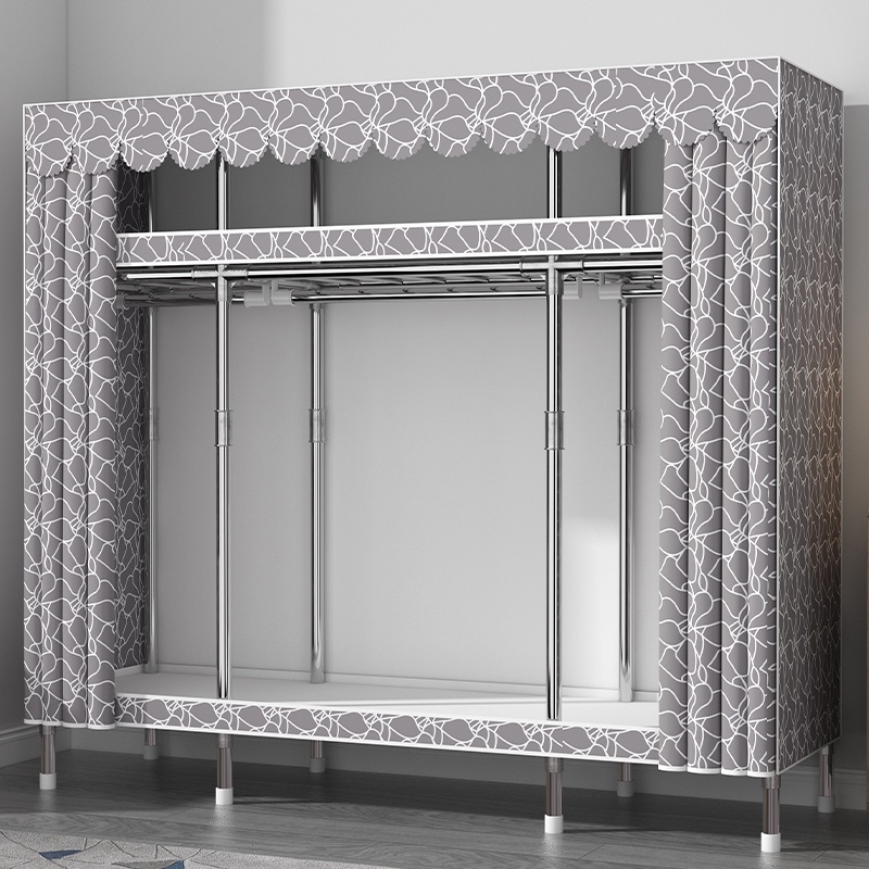 Tủ vải khung thép, Tủ vải 3 buồng 6 ngăn khung thép titan cao cấp kích thước 130x170x45cm tủ dành cho 3,4 người