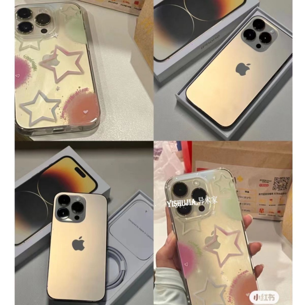 ✅Ốp Điện Thoại Mềm Màu Trong Suốt Hình Ngôi Sao Cho iPhone 14 13promax 12 11pro xr xs 7 8plus