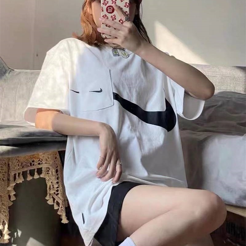 Áo Thun Thể Thao Nike100% Swoosh Thêu Logo Đơn Giản Thời Trang Cho Nam Và Nữ