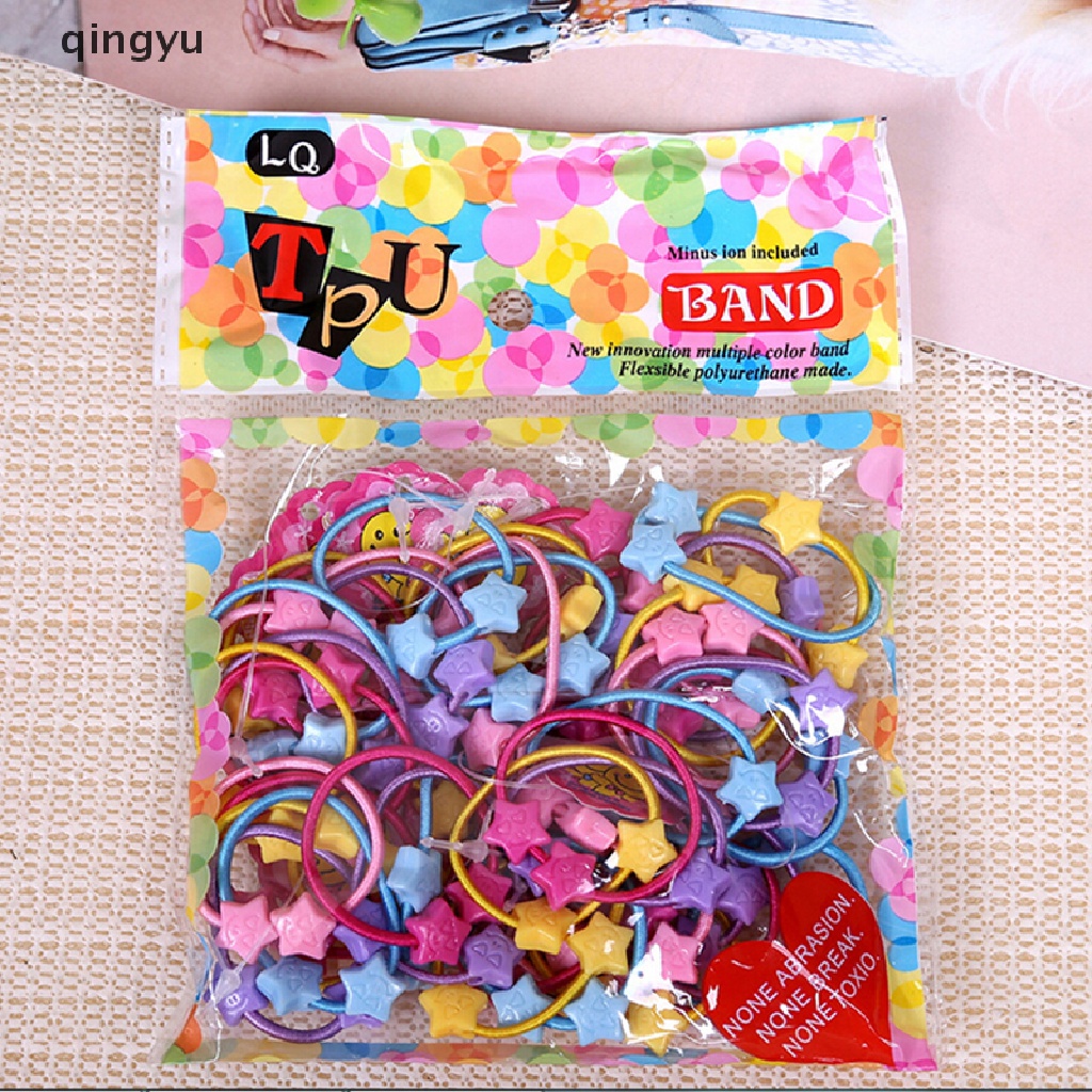 Bộ 50 Dây Buộc Tóc Cao Su Co Giãn Xinh Xắn Cho Bé Gái