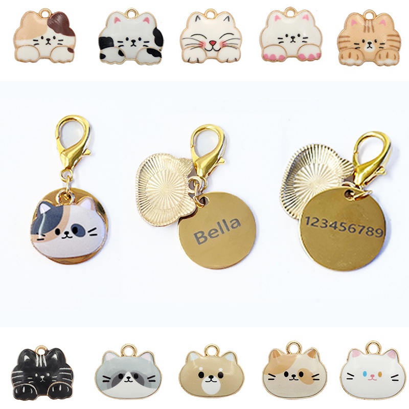 Thẻ Tên Đeo Cổ Mini 2cm Bằng Thép Không Gỉ Dành Cho Mèo