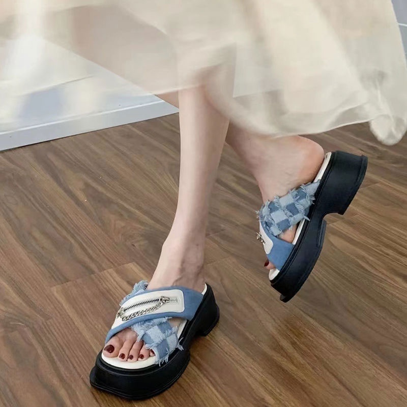 Renben Xăng đan canvas Đế Xuồng Dày Dặn Quai Chéo Thời Trang Mùa Hè Cho Nữ