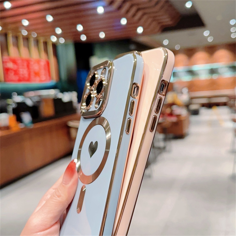 Ốp Điện Thoại Dẻo Họa Tiết Trái Tim Xinh Xắn Chống Sốc Cho iPhone 14 13 12 11 Pro Max