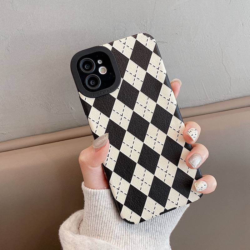 Ốp Điện Thoại Mềm Họa Tiết Lưới Hình Thoi Cho IPhone 7 Plus 8 Plus X XS XR XS Max 11 13 12 14 PRO Max 14 Plus
