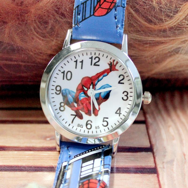 Đồng Hồ Đeo Tay Dây Da Hình Người Nhện Marvel Dễ Thương Cho Bé