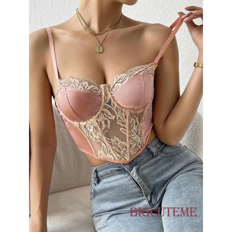 Áo Không Tay Xuyên Thấu Phối Ren Hoa Thời Trang Đường Phố Dành Cho Nữ