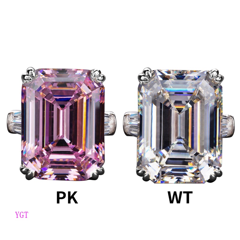 Nhẫn Đính Hôn Mặt Vuông Đính Đá Zircon Màu Hồng Thời Trang Dành Cho Cặp Đôi