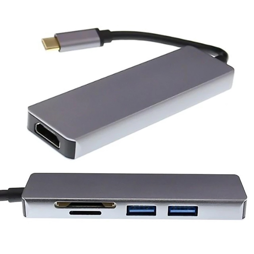 Cáp chuyển đổi từ TypeC sang HDMI 5 IN 1 Vinetteam USB 3.0 đầu đọc thẻ nhớ Type-c to HDMI hub typec -dc4978