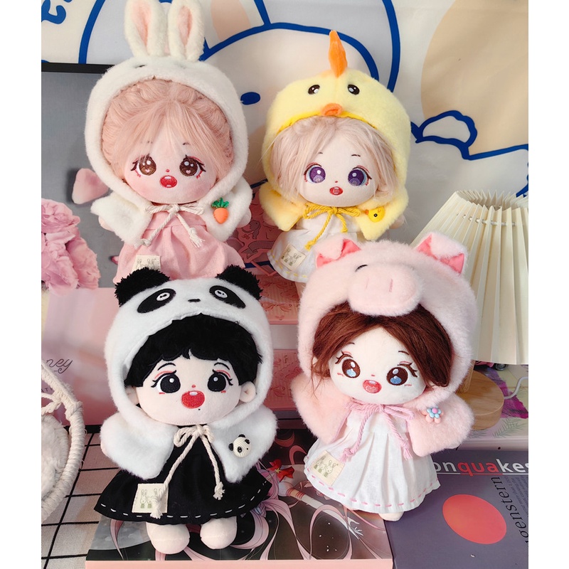 Bộ Áo Choàng + Chân Váy Kiểu Hoạt Hình Đáng Yêu Cho Búp Bê 20cm