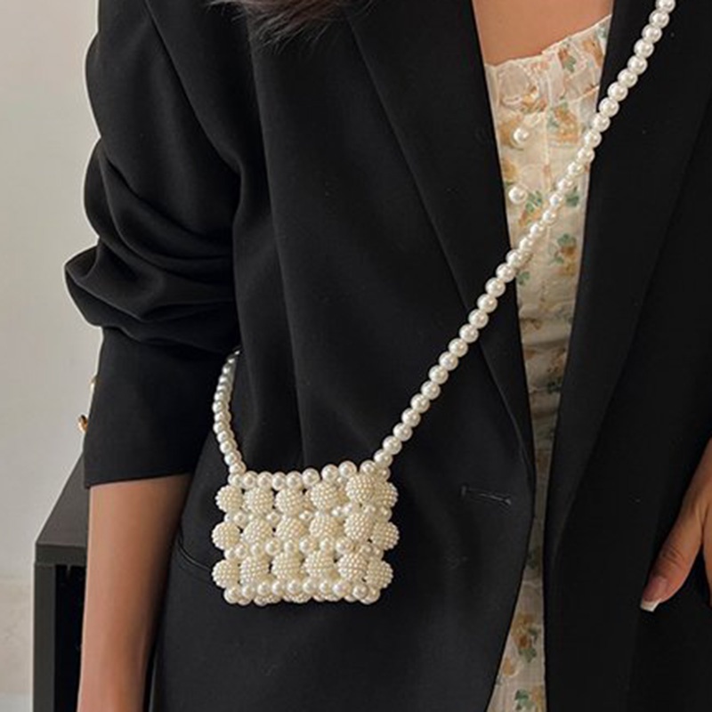 Túi Đeo Chéo mini Đính Ngọc Trai Phong Cách retro Dành Cho Nữ