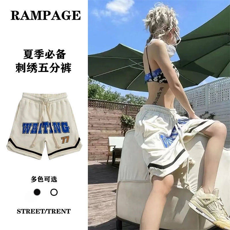Quần short bóng rổ Hiphop thêu chữ Mỹ cho nữ sinh mặc mùa hè