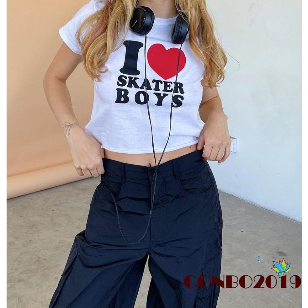 Áo Thun Tay Ngắn Cổ Tròn In Họa Tiết Chữ Thời Trang Mùa Hè Cho Nữ