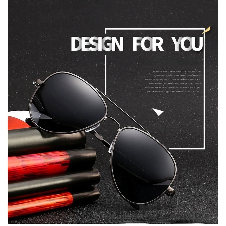 Kính Mát Phân Cực Chống Tia UV Gọng Kim Loại Màu Vàng Đen Phong Cách Mùa Hè Mới Cho Nam